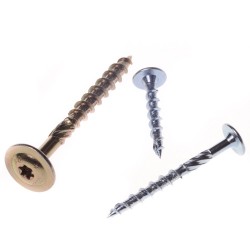 Wkręt ciesielski z łbem talerzowym do montażu konstrukcji drewnianych