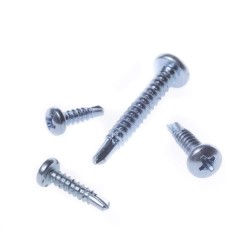 Wkręt samowiercący z łbem walcowym do metalu, blach i stolarki pcv