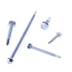 Wkręt do konstrukcji stalowych i blach z łbem sześciokątnym i wiertłem